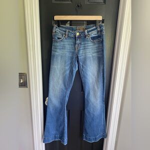 Rock & Roll Cowgirl Jeans Women's Trouser Flare Blue Stretch Denim-Size 28x32